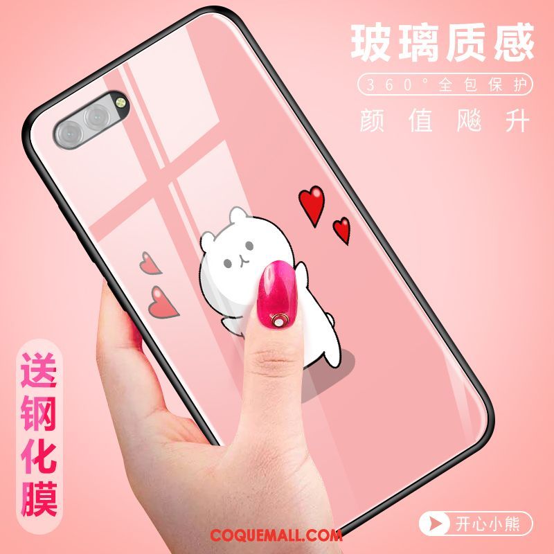 Étui Oppo A3s Verre Dessin Animé Tendance, Coque Oppo A3s Créatif Téléphone Portable