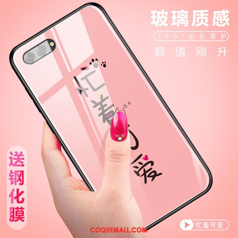 Étui Oppo A3s Verre Dessin Animé Tendance, Coque Oppo A3s Créatif Téléphone Portable