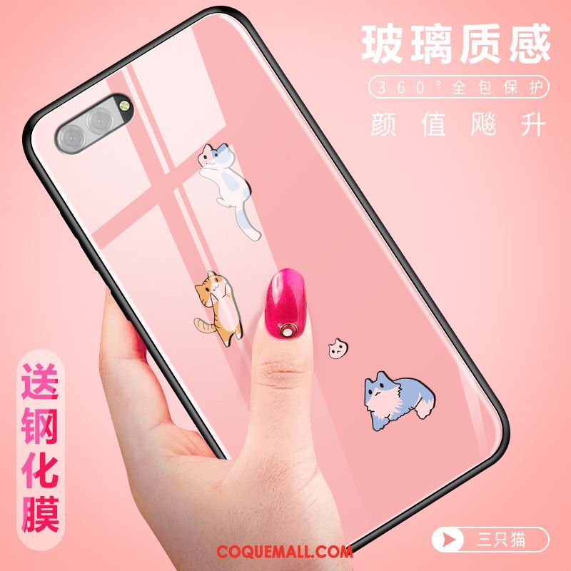 Étui Oppo A3s Verre Dessin Animé Tendance, Coque Oppo A3s Créatif Téléphone Portable