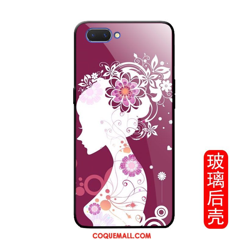 Étui Oppo A3s Verre Protection Créatif, Coque Oppo A3s Papillon Noir