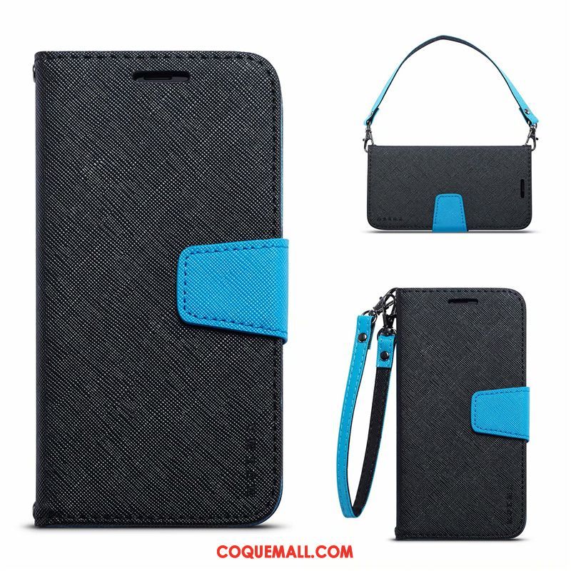 Étui Oppo A3s Étui En Cuir Carte Incassable, Coque Oppo A3s Bleu Marin Téléphone Portable