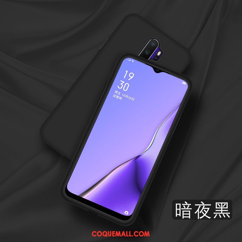 Étui Oppo A5 2020 Noir Silicone Membrane, Coque Oppo A5 2020 Tempérer Tout Compris