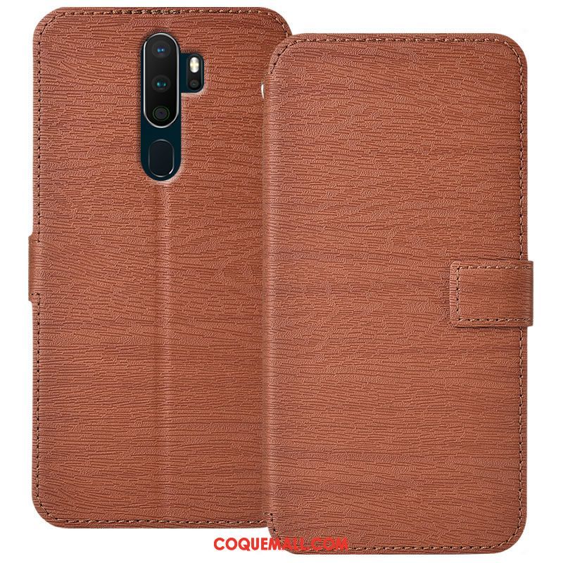 Étui Oppo A5 2020 Ornements Suspendus Élégant Grain De Bois, Coque Oppo A5 2020 Bleu Incassable