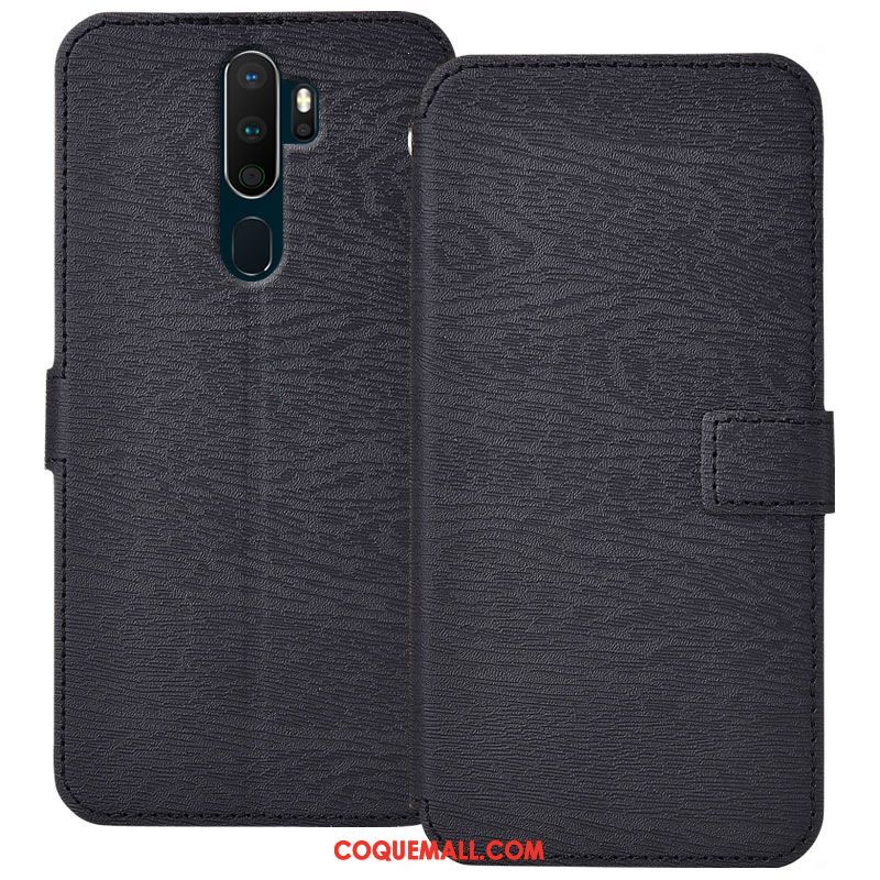 Étui Oppo A5 2020 Ornements Suspendus Élégant Grain De Bois, Coque Oppo A5 2020 Bleu Incassable