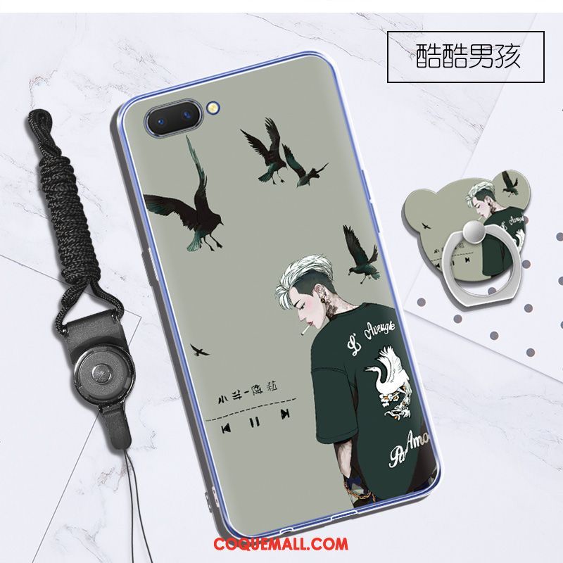 Étui Oppo A5 Bleu Marin Fluide Doux Téléphone Portable, Coque Oppo A5 Ornements Suspendus Incassable