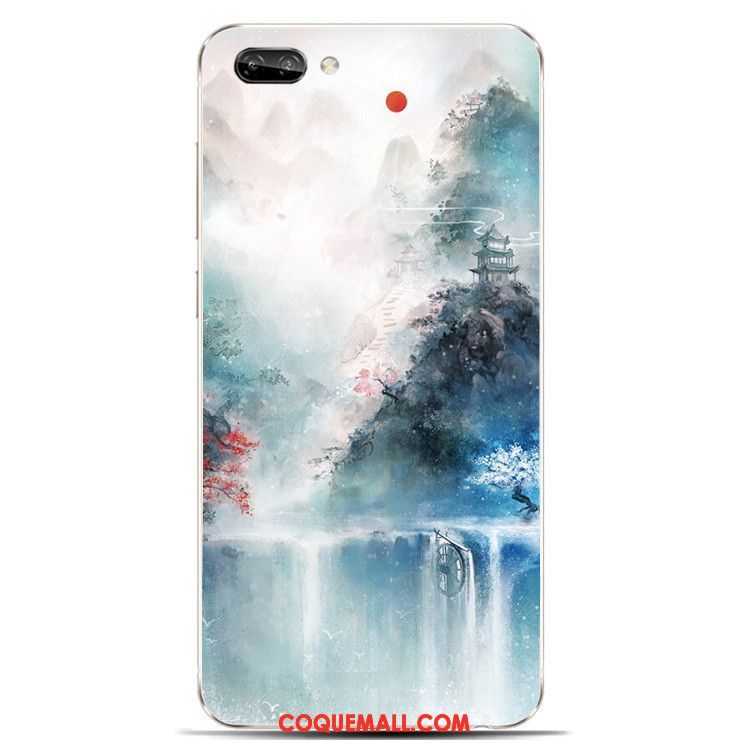 Étui Oppo A5 Fluide Doux Téléphone Portable Encre, Coque Oppo A5 Vert Style Chinois