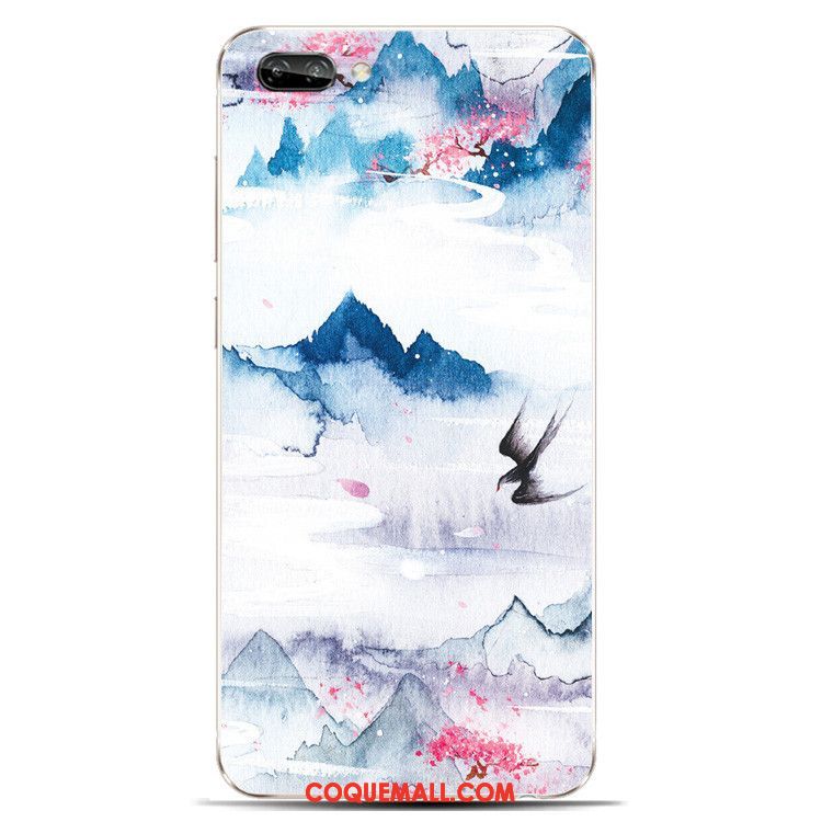 Étui Oppo A5 Fluide Doux Téléphone Portable Encre, Coque Oppo A5 Vert Style Chinois