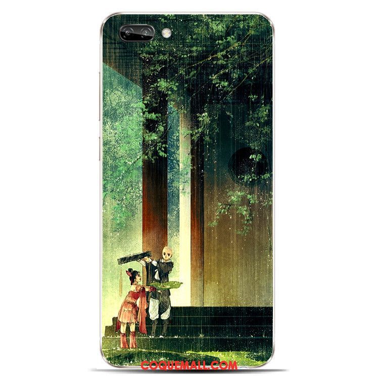 Étui Oppo A5 Fluide Doux Téléphone Portable Encre, Coque Oppo A5 Vert Style Chinois