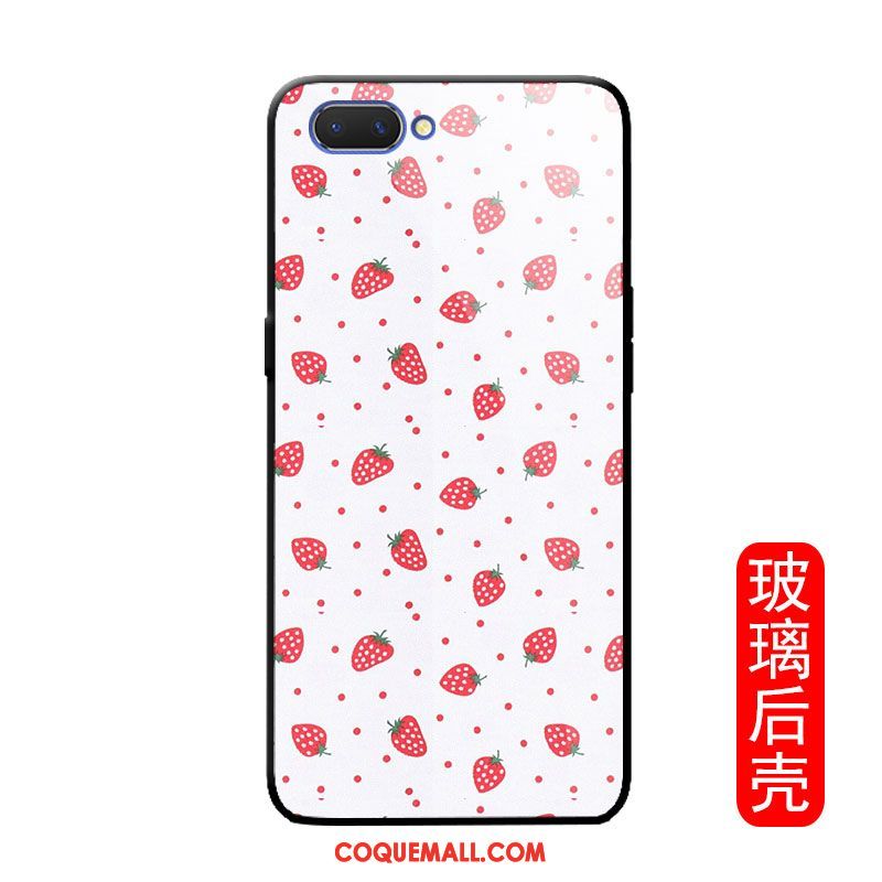 Étui Oppo A5 Fraise Tendance Miroir, Coque Oppo A5 Personnalité Rose