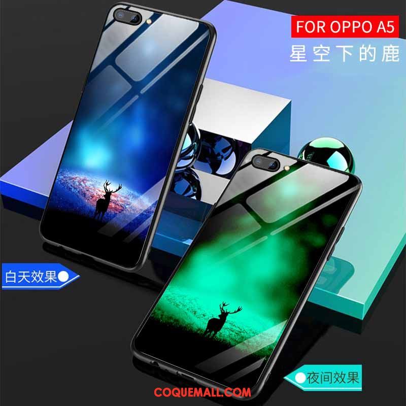 Étui Oppo A5 Incassable Vert Créatif, Coque Oppo A5 Nouveau Très Mince