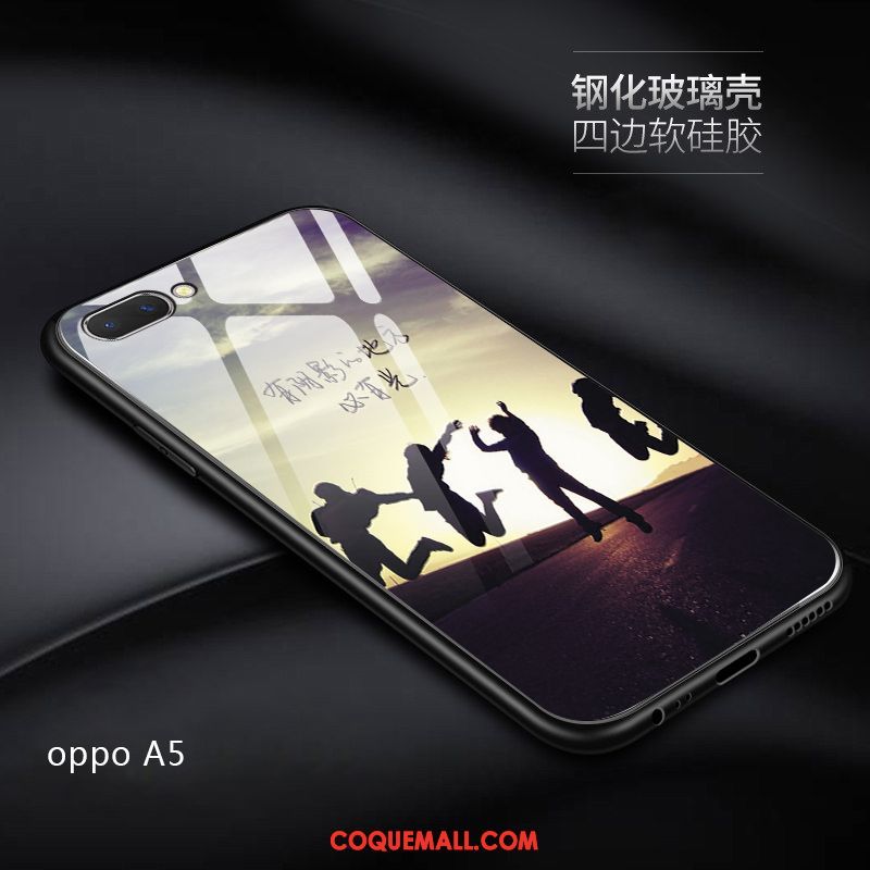 Étui Oppo A5 Net Rouge Difficile Téléphone Portable, Coque Oppo A5 Protection Délavé En Daim