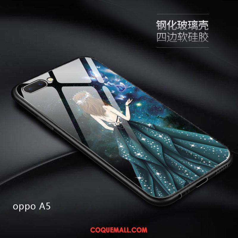 Étui Oppo A5 Net Rouge Difficile Téléphone Portable, Coque Oppo A5 Protection Délavé En Daim