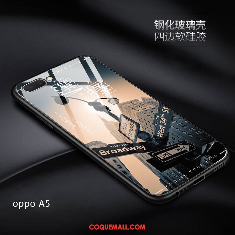 Étui Oppo A5 Net Rouge Difficile Téléphone Portable, Coque Oppo A5 Protection Délavé En Daim