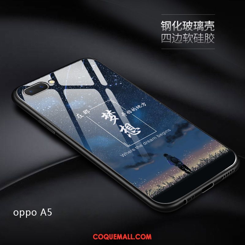 Étui Oppo A5 Net Rouge Difficile Téléphone Portable, Coque Oppo A5 Protection Délavé En Daim