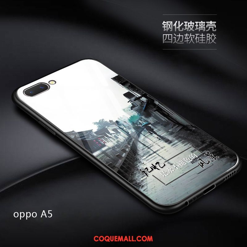 Étui Oppo A5 Net Rouge Difficile Téléphone Portable, Coque Oppo A5 Protection Délavé En Daim