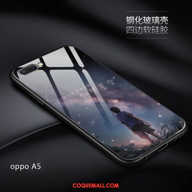 Étui Oppo A5 Net Rouge Difficile Téléphone Portable, Coque Oppo A5 Protection Délavé En Daim