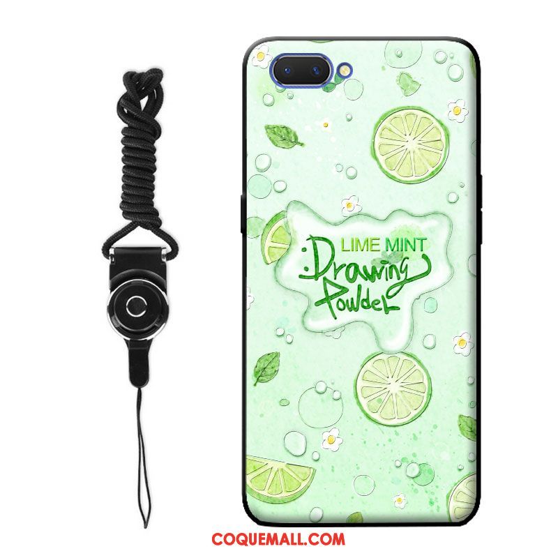 Étui Oppo A5 Personnalité Délavé En Daim Vert, Coque Oppo A5 Téléphone Portable Citron