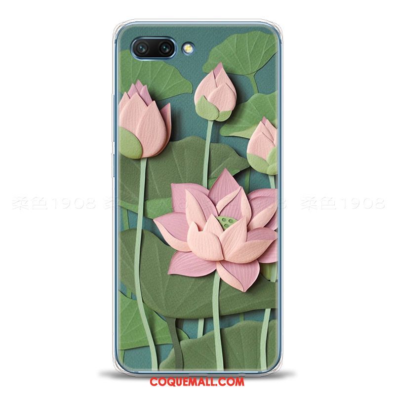 Étui Oppo A5 Silicone Art Fleurs, Coque Oppo A5 Dimensionnel Rose