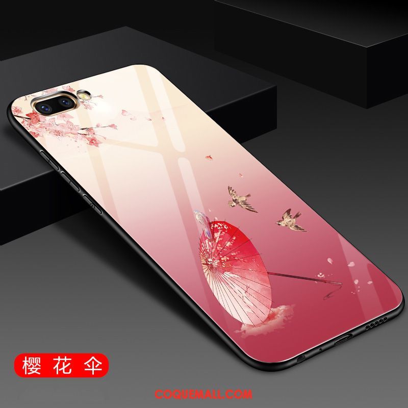 Étui Oppo A5 Silicone Verre Délavé En Daim, Coque Oppo A5 Mode Net Rouge