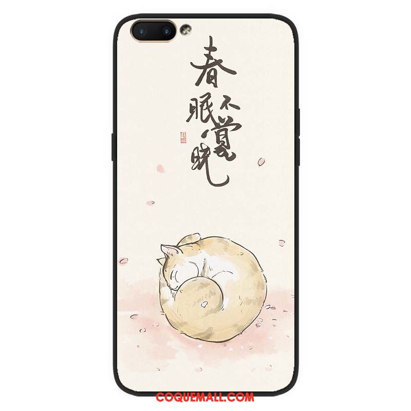 Étui Oppo A5 Téléphone Portable Personnalité Chat, Coque Oppo A5 Style Chinois Silicone