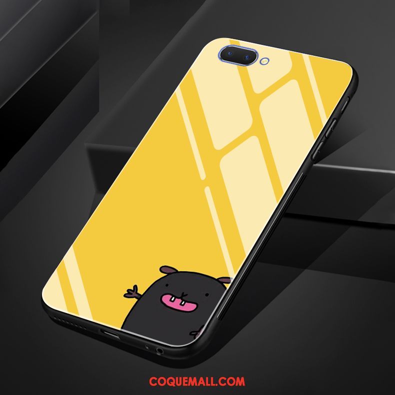 Étui Oppo A5 Verre Dessin Animé Noir, Coque Oppo A5 Tout Compris Petit