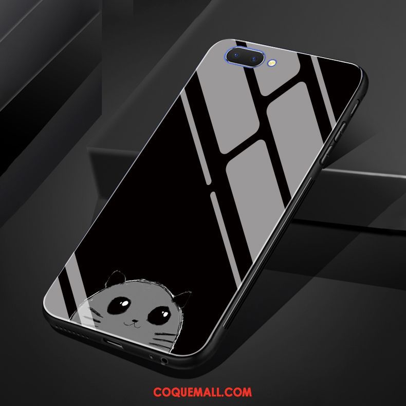 Étui Oppo A5 Verre Dessin Animé Noir, Coque Oppo A5 Tout Compris Petit