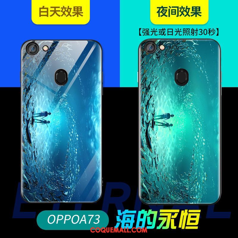 Étui Oppo A73 Bleu Tout Compris Net Rouge, Coque Oppo A73 Étoile Fluide Doux