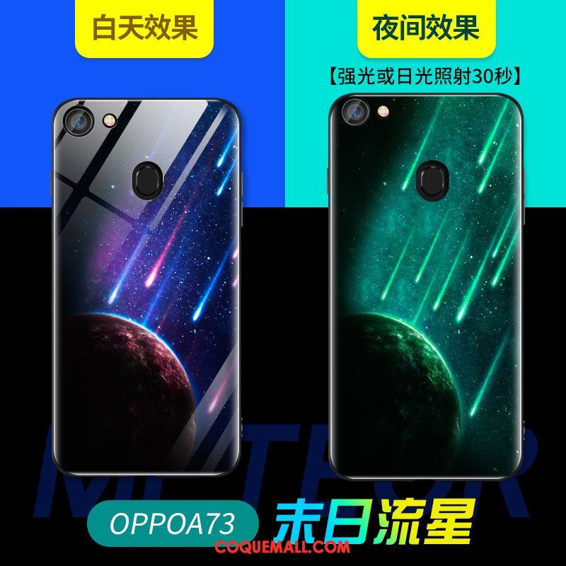 Étui Oppo A73 Bleu Tout Compris Net Rouge, Coque Oppo A73 Étoile Fluide Doux