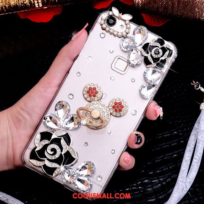 Étui Oppo A73 Bleu Téléphone Portable Strass, Coque Oppo A73 Incassable Ornements Suspendus