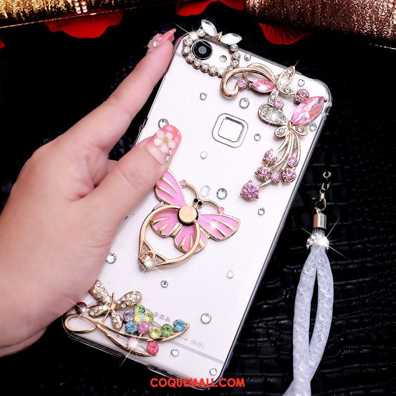 Étui Oppo A73 Bleu Téléphone Portable Strass, Coque Oppo A73 Incassable Ornements Suspendus