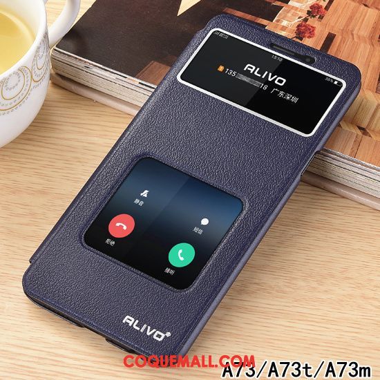 Étui Oppo A73 Clamshell Étui En Cuir Protection, Coque Oppo A73 Téléphone Portable Incassable