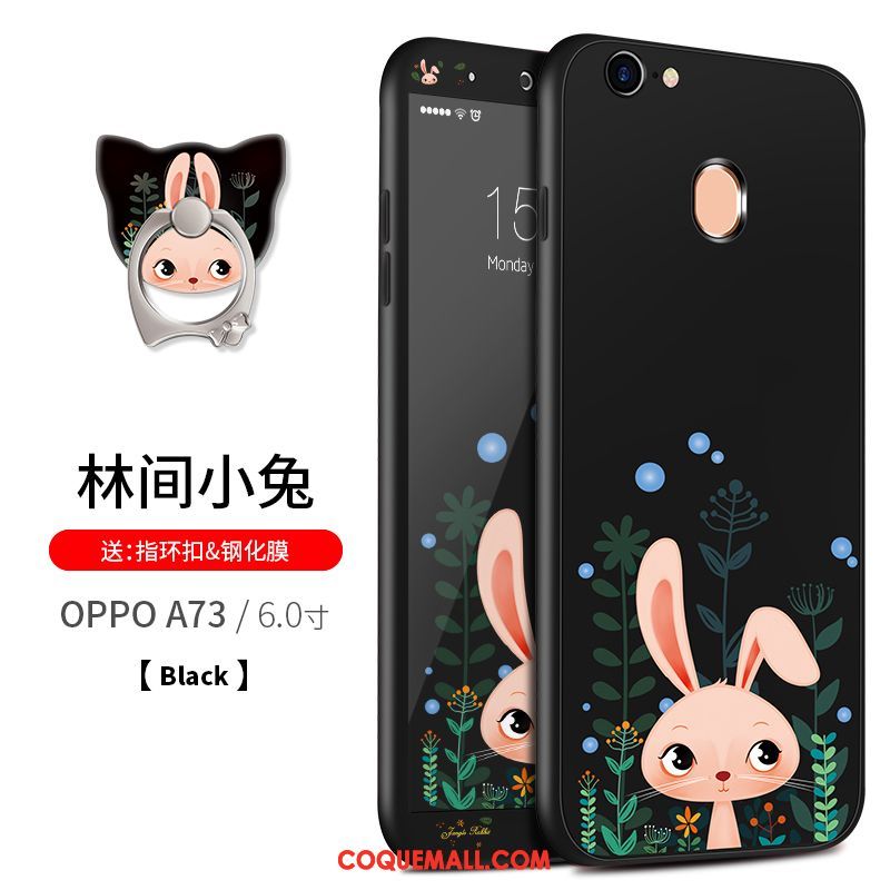 Étui Oppo A73 Noir Tout Compris Protection, Coque Oppo A73 Fluide Doux Incassable