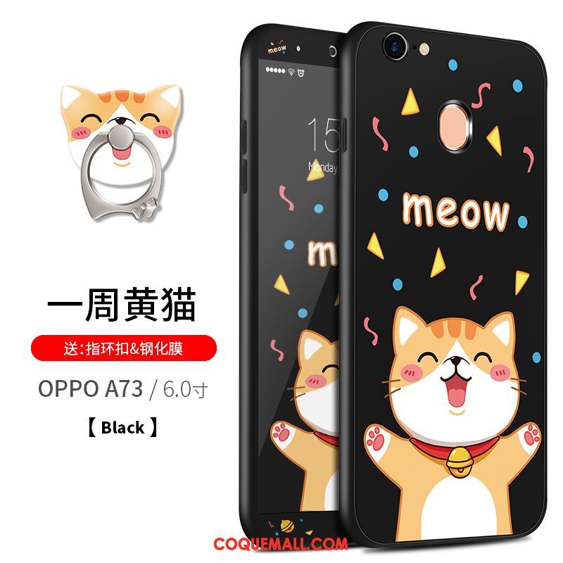 Étui Oppo A73 Noir Tout Compris Protection, Coque Oppo A73 Fluide Doux Incassable