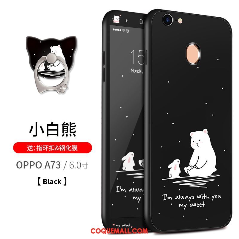 Étui Oppo A73 Noir Tout Compris Protection, Coque Oppo A73 Fluide Doux Incassable