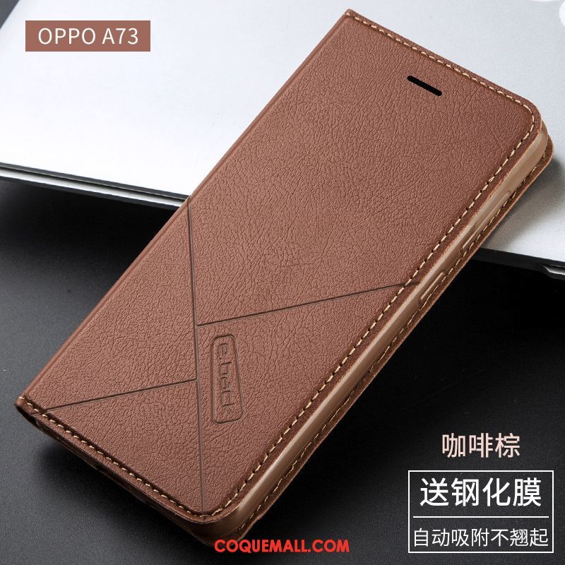 Étui Oppo A73 Or Téléphone Portable Étui En Cuir, Coque Oppo A73 Protection Incassable