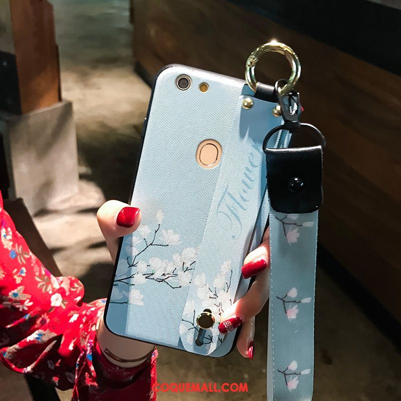 Étui Oppo A73 Ornements Suspendus Tout Compris Protection, Coque Oppo A73 Floral Bleu