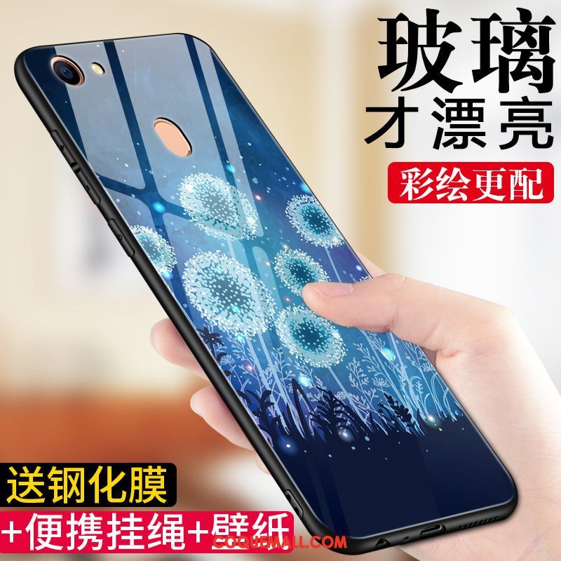 Étui Oppo A73 Personnalité Délavé En Daim Miroir, Coque Oppo A73 Bleu Nouveau