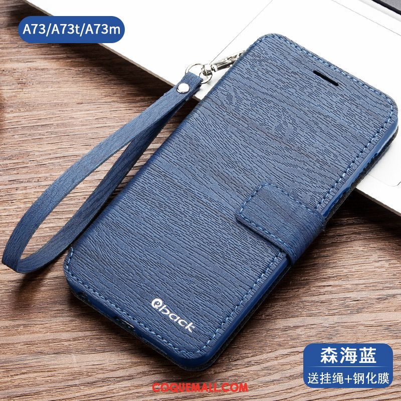 Étui Oppo A73 Protection Téléphone Portable Bleu Marin, Coque Oppo A73 Étui En Cuir Incassable