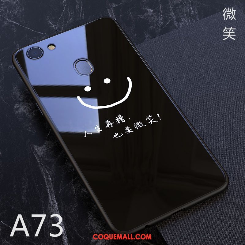 Étui Oppo A73 Téléphone Portable Miroir Protection, Coque Oppo A73 Verre Silicone