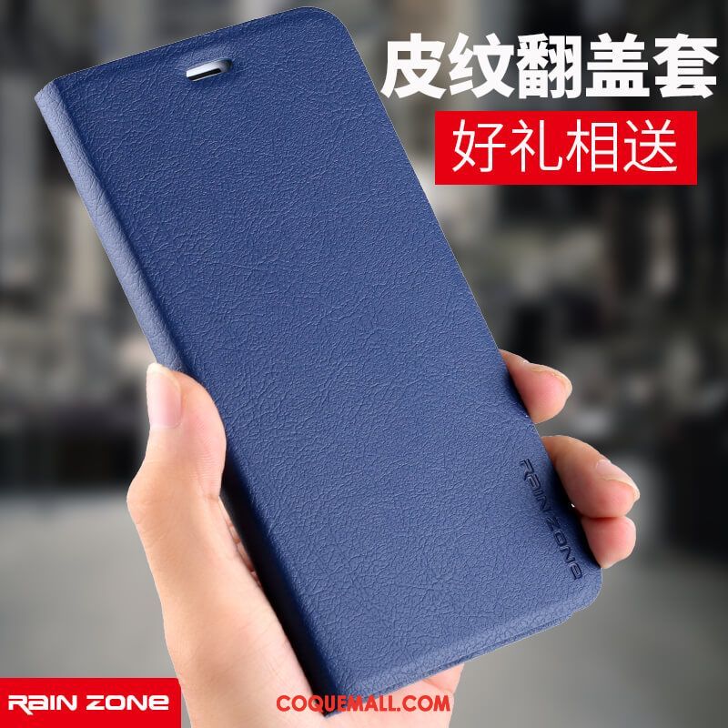 Étui Oppo A73 Étui En Cuir Bleu Marin Foncé, Coque Oppo A73 Téléphone Portable Incassable