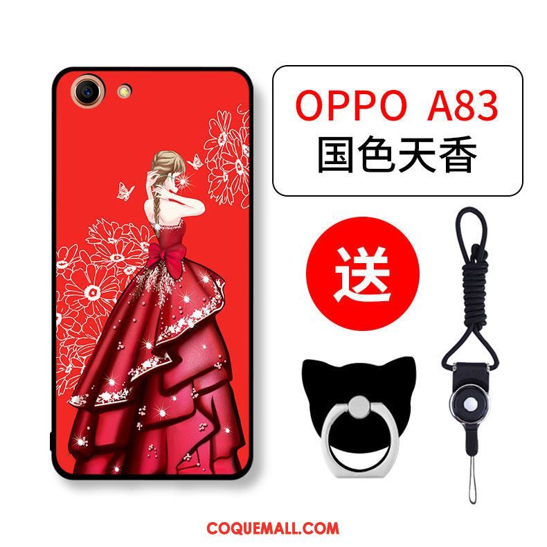 Étui Oppo A83 Charmant Silicone Net Rouge, Coque Oppo A83 Personnalité Tout Compris