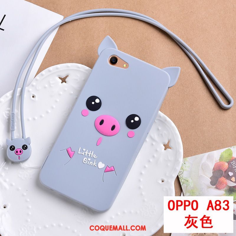 Étui Oppo A83 Dessin Animé Silicone Ornements Suspendus, Coque Oppo A83 Incassable Fluide Doux