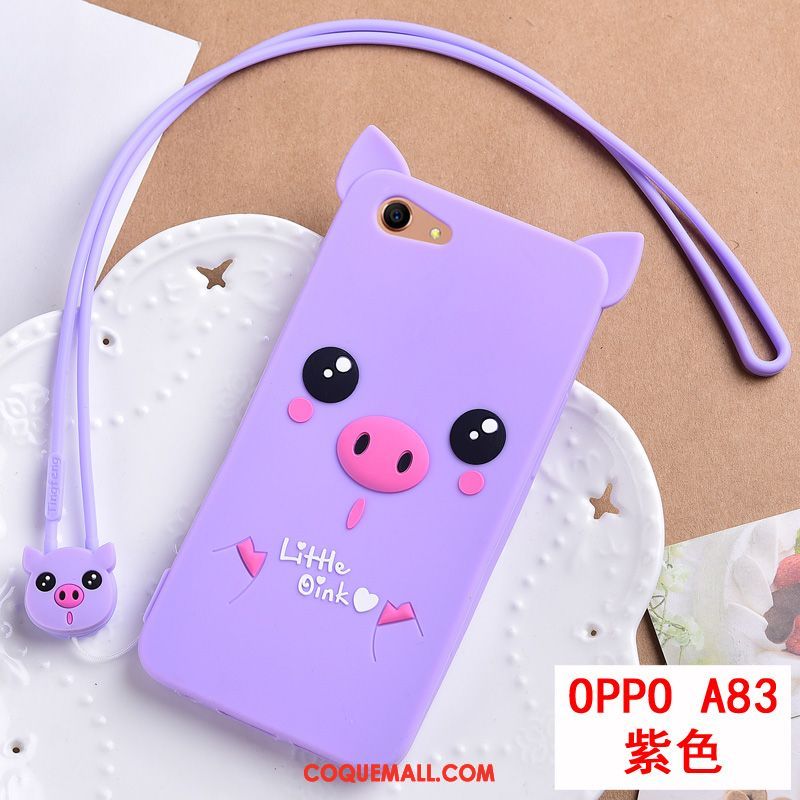 Étui Oppo A83 Dessin Animé Silicone Ornements Suspendus, Coque Oppo A83 Incassable Fluide Doux