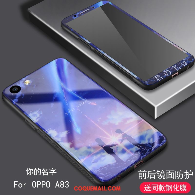 Étui Oppo A83 Fluide Doux Tempérer Bleu Marin, Coque Oppo A83 Membrane Silicone