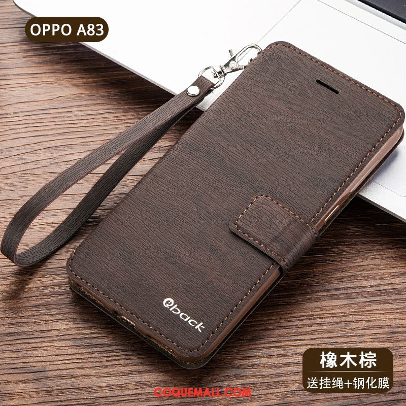 Étui Oppo A83 Incassable Protection Étui En Cuir, Coque Oppo A83 Bleu Marin Téléphone Portable