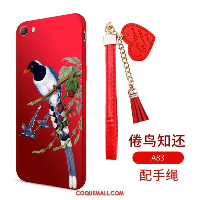 Étui Oppo A83 Incassable Rouge Fluide Doux, Coque Oppo A83 Téléphone Portable Ornements Suspendus