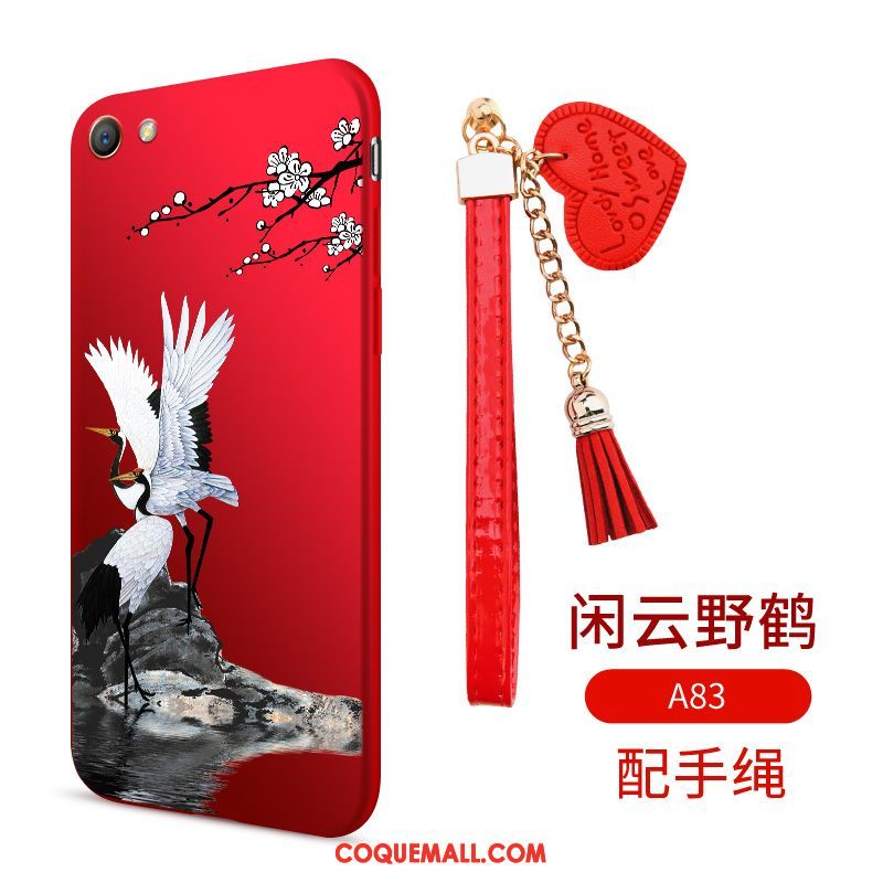 Étui Oppo A83 Incassable Rouge Fluide Doux, Coque Oppo A83 Téléphone Portable Ornements Suspendus