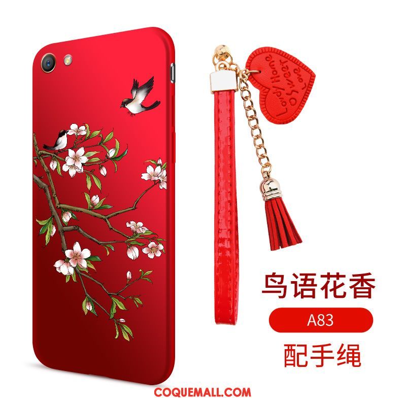 Étui Oppo A83 Incassable Rouge Fluide Doux, Coque Oppo A83 Téléphone Portable Ornements Suspendus