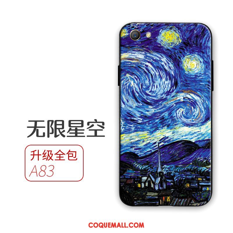 Étui Oppo A83 Noir Fluide Doux Membrane, Coque Oppo A83 Légères Tempérer