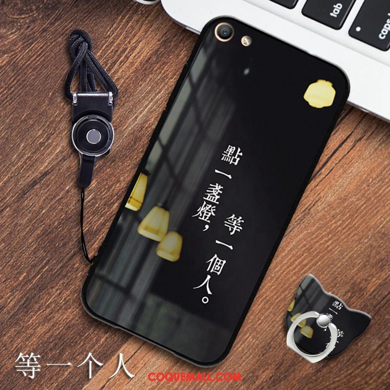 Étui Oppo A83 Noir Fluide Doux Silicone, Coque Oppo A83 Téléphone Portable Ornements Suspendus